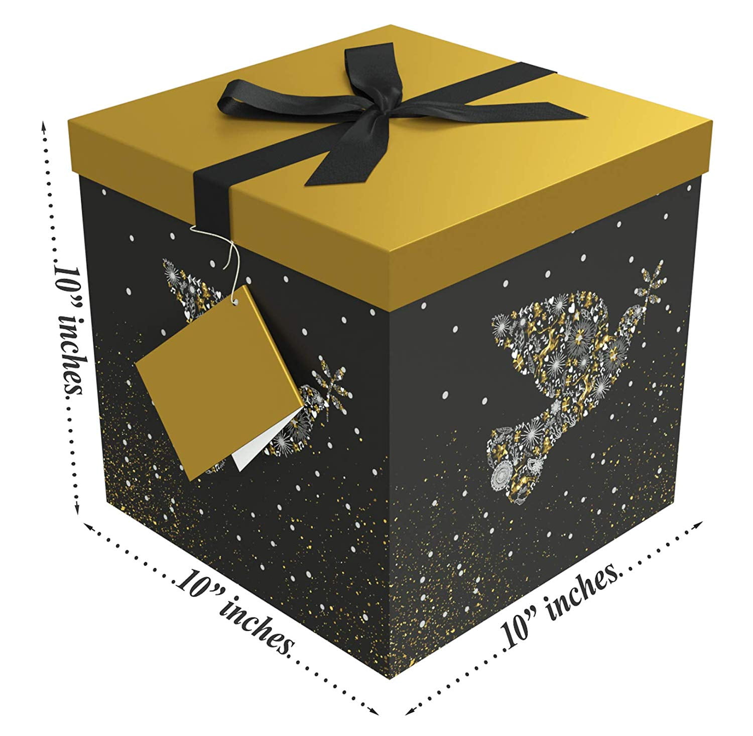 Gift Ideas Christmas Gift Box Ribbon No GlueTape Required and Tissue Paper Gift Tag Gift Box with Lid Starlight 10x10x10