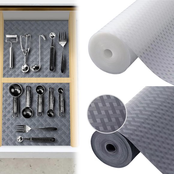 Non-Adhesive Shelf Liner Kitchen Cabinets Protector Food Safe Easy to Cut Clean Non-slip Waterproof Drawer Liner Protects Surfaces Cupboard Liner