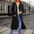 thumbnail image 3 of Huhudde Longline Hooded Zip Up Jackets Women's Loose Fit Cotton Coat Long Sleeve Sweatshirt Outerwear For Autumn Winter Comfort, 3 of 18