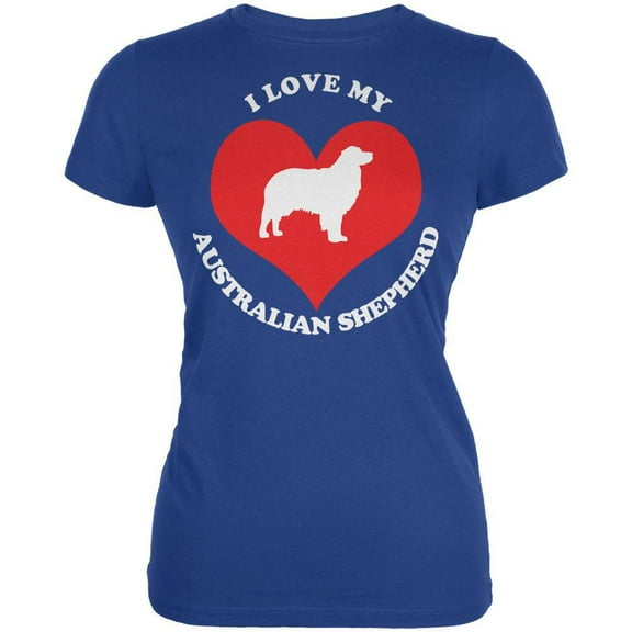 Valentines I Love My Australian Shepherd Royal Juniors Soft T-Shirt - Large