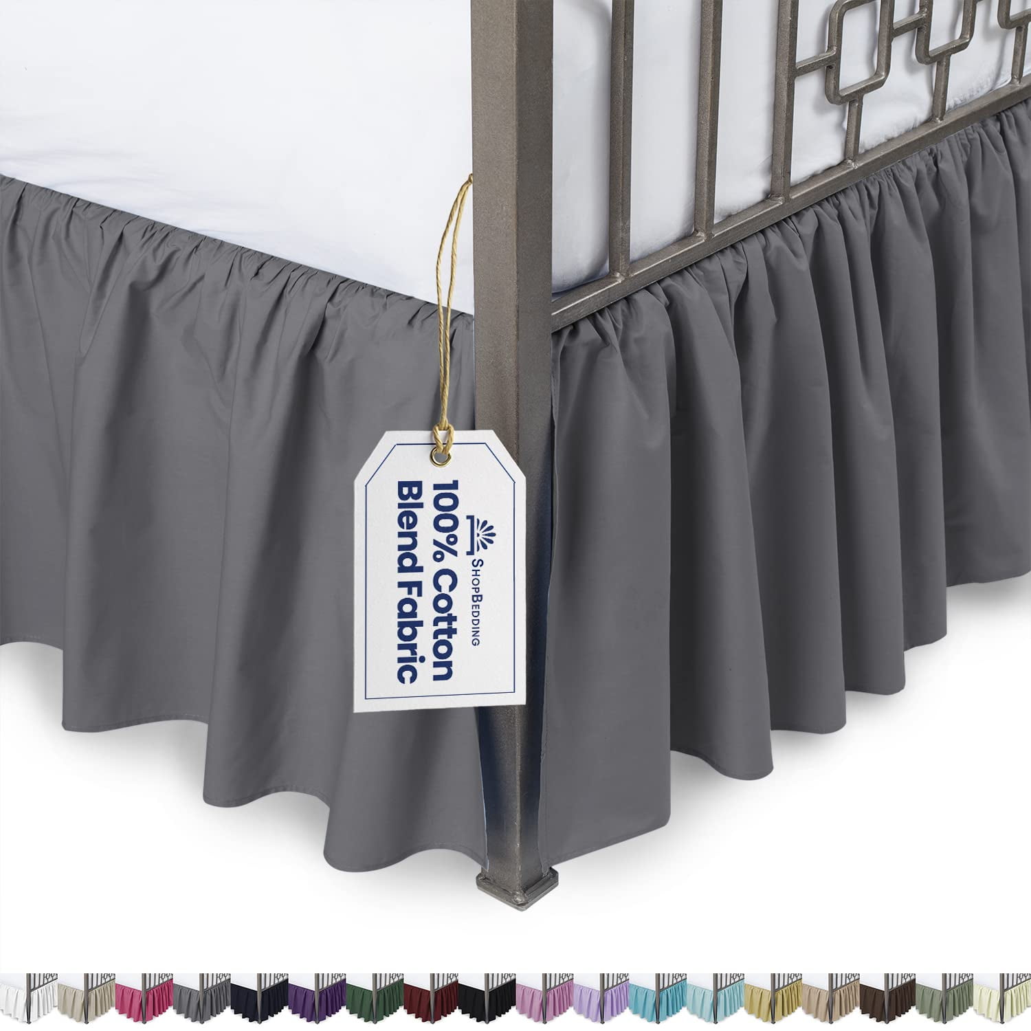 Dust Ruffle Platform Bed Skirt with Split Corners 600 TC Cotton Burgundy solid 