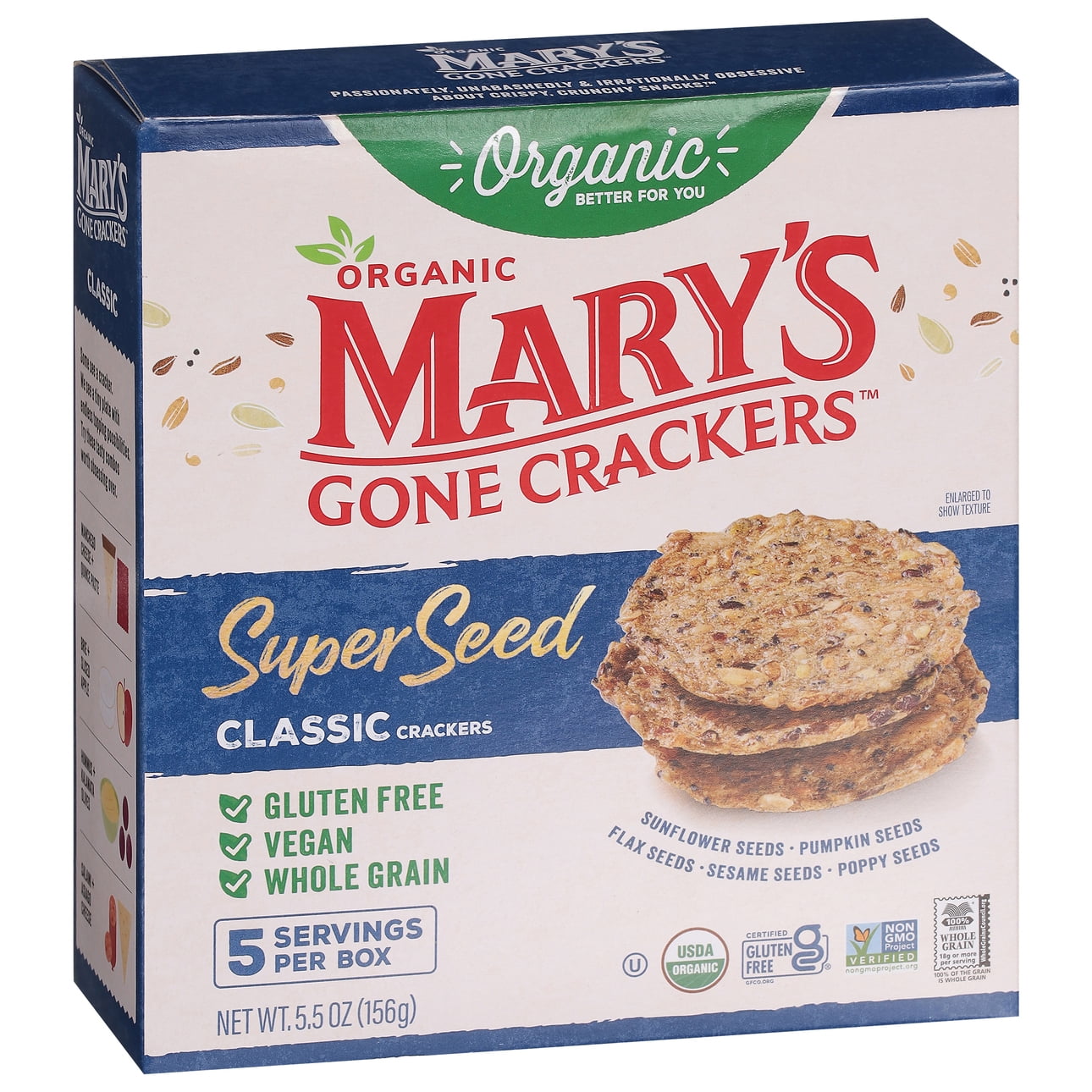 (3 pack) Mary’s Gone Crackers Super Seed Organic, Gluten Free Classic Crackers, 5.5 oz