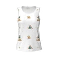 thumbnail image 4 of Xecao Rabbit Blowing Dandelions print women's scoop neck, loose-fit workout tank tops for the gym., 4 of 9
