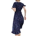 thumbnail image 3 of Enjiwell Women's Floral Print Bohemian V Neck Short Sleeve Chiffon Midi Dress, 3 of 3