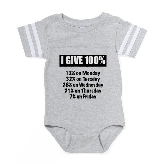 CafePress - I Give 100 Percent - Cute Infant Baby Football Bodysuit