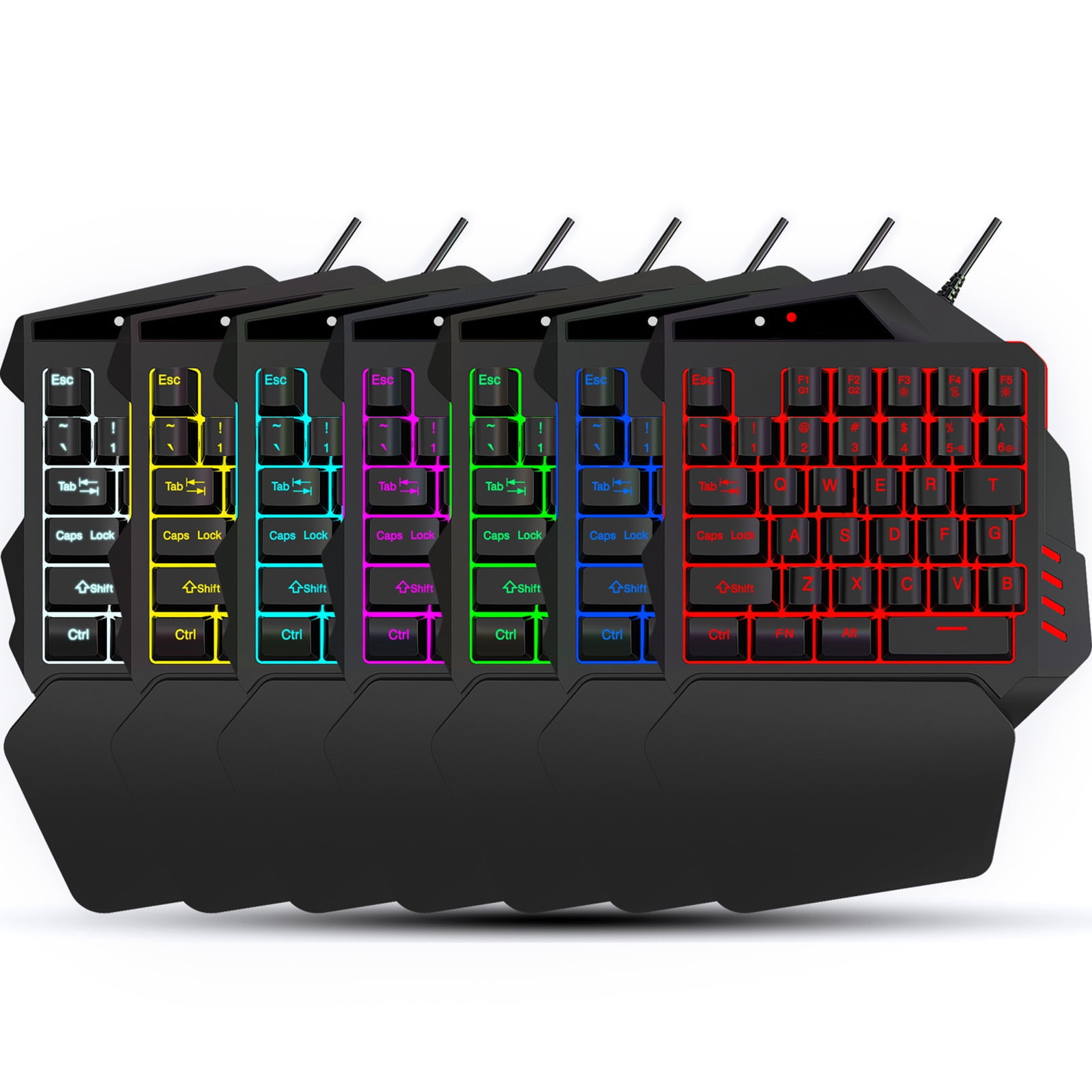 One Hand RGB Gaming Keyboard and Backlit Mouse Combo, USB Wired LED Backlit Mouse and Keyboard with Converter for PS3 for PS4 for XboxONE : RGB Backlit Gaming Keyboard One Handed, Silent Keys 35