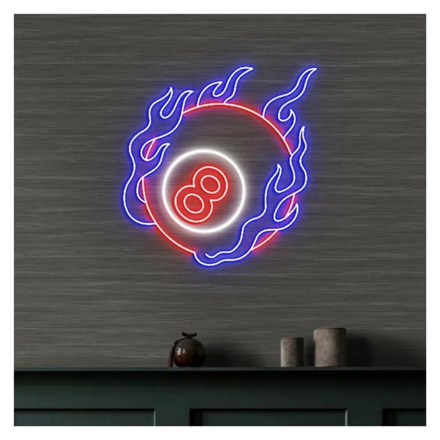 Letrero De Neón Bola Billar, Decoración Montada En La Pared Alimentada Por USB Para Sala Y Bar Deportivo, 40cmx40cm