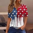 thumbnail image 2 of SELONE Dress Shirts for Women Fourth of July Print Star Tops Buttons V Neck Short Sleeve Clothes Patriotic Graphic Wear, 2 of 5