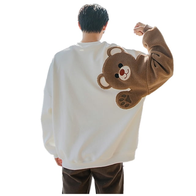 Sudadera de Lana de Cordero Bordada con Osito Lindo