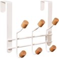 thumbnail image 1 of Gancho de puerta de metal resistente BRILLAR con 6 ganchos de madera organizador de batas sombreros toallas blancas, 1 of 4