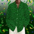 thumbnail image 4 of IWRICH Men's Sparkle Dress Shirt Funny Long Sleeve Printed Casual Shirt Fashion Carnival Button down Holiday Party Tops Dark Green L, 4 of 4