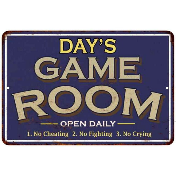 DAY'S Blue Game Room Sign Metal Wall Decor 8x12 108120002105