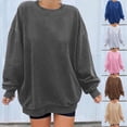 thumbnail image 2 of Utoimkio Crewneck Sweatshirts for Women Loose Fit Lightweight Long Sleeve Shirts Solid Color Pullover Tops for Women Fall Outfits, 2 of 4