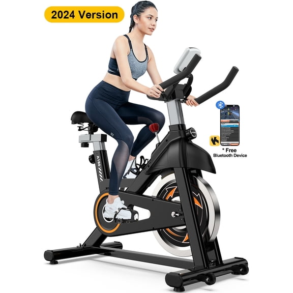 LNOW Indoor Cycling Exercise Bikes Stationary Fitness Cycle Upright Cycling Belt Drive for Home Cardio Workout 35 Lbs Flywheel 350lb