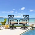 thumbnail image 7 of SUNCROWN Outdoor Dining Swivel Black Wrought IronChairs with Cushions Patio Metal  Rocker Chairs  (Set of 2 ), 7 of 7
