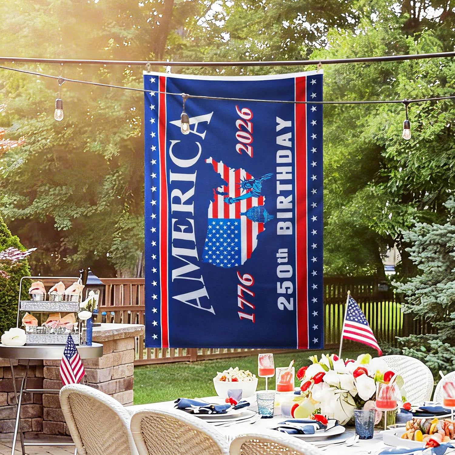 250 Anniversary USA Flag - 4x6 Ft Double Sided Patriotic Flags - 4th of July Decorations Independence Day 250th Anniversary American Flag for Indoor Outdoor Decoration