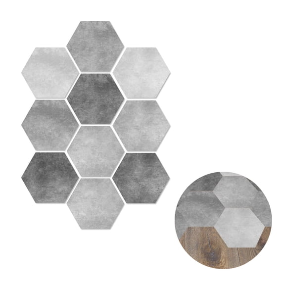 ETEREAUTY 10Pcs Grey Cement Black and White Tile Stickers Waterproof Self Adhesive Anti Slip Floor and Wall Decoration