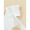 thumbnail image 6 of Kiapeise Newborn Baby Boys Girls Summer Bodysuit Cotton Ribbed Short Sleeve Crewneck Patchwork Pockets Romper Jumpsuit  0-12 Months, 6 of 9