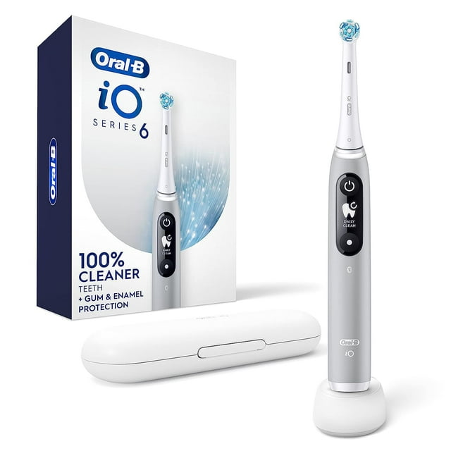 Oral-B iO Serie 6 Cepillo de dientes eléctrico recargable con sensor de presión visible para proteger las encías, temporizador de 2 minutos, 5 ajustes de limpieza, 1 cabezal de cepillo de dientes de r