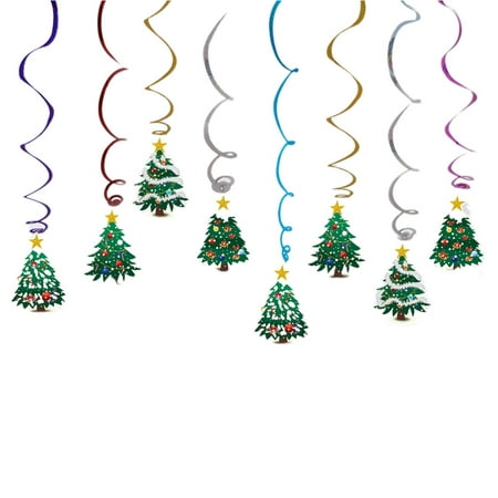 

Christmas Tree Design Pendant Hanging Swirl Ceiling Pendant Colorful Spiral Streamers Hanging Whirls Christmas Party Decorations