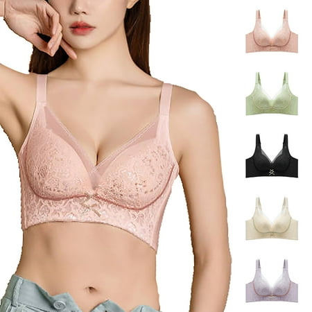 Hinvhai Women s Sexy Mesh Bra Wireless Bra Clearance Fashion Deep V Neck Comfortable Breathable Bra Full Coverage Minimizer Bra Soft Daily Bras Yellow XL