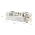thumbnail image 4 of Gemma 2 PC Luxe Glam Velvet White Gold Sofa Loveseat Living Room Set, 4 of 5