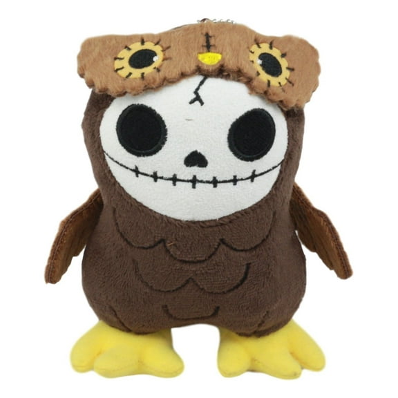 Ebros Furry Bones Skeleton Hootie The Brown Owl Plush Toy Doll Collectible 5.75" Tall