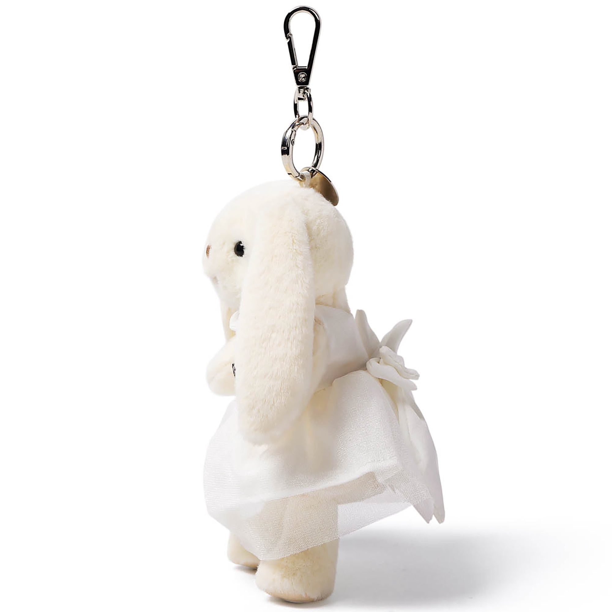 McHugs: Plush Bag Charm - White Dress Smiling Leveret - Bunny Stuffed Animal Clip Keychain, Backpack Ornament, Travel Accessory Companion, Kids 3+