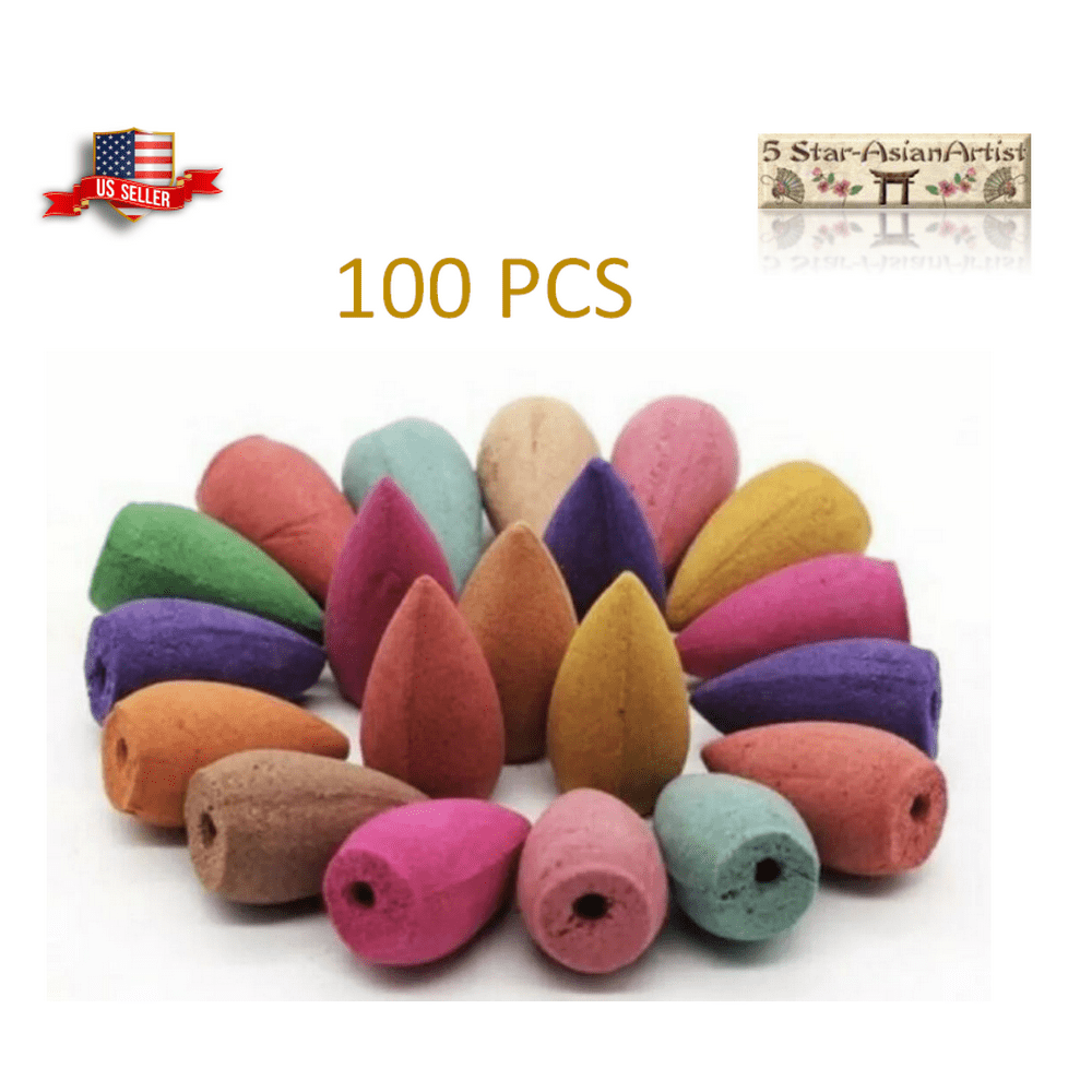 100pcs Backflow Incense Burner Cones Mixed Flower Flavor Smoke Bullet Cone