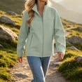 thumbnail image 4 of Kizanda Women Full Zip Outdoor Jacket with Zipper Pockets Stand Collar No Hood Outdoor Hiking Long Sleeve Blouse Fall Winter Mock Neck Casual Outerwear Top XXL, 4 of 9