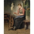 thumbnail image 2 of Hugo Kauffmann 15x18 Gold Ornate Wood Frame and Double Matted Museum Art Print Titled - Madel Am Spinnrad (1904), 2 of 4