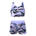 thumbnail image 2 of Ocealan 2 Pcs Gymnastics Dance Sports Outfit for Girls Camo Racer Back Crop Top with Shorts Swimsuits Camouflage Purple 10, 2 of 5