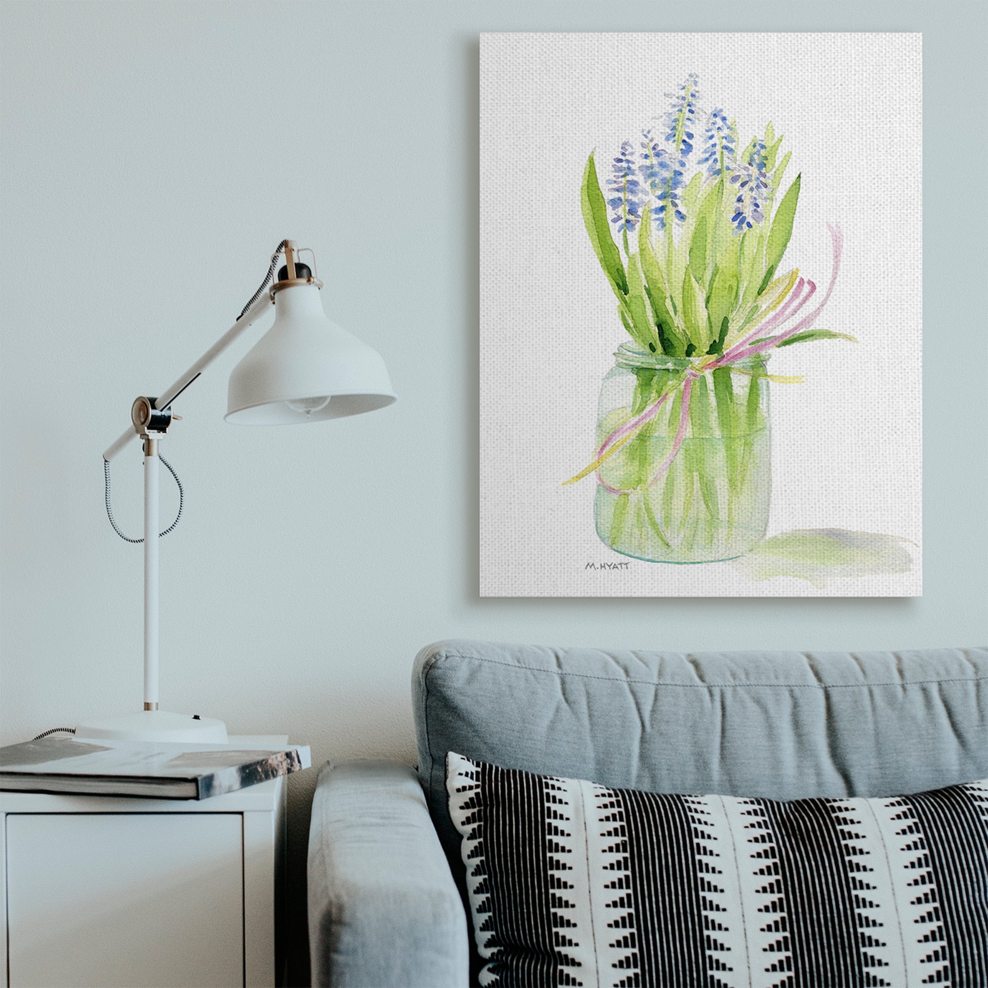 Stupell Industries Blue Hyacinth Flower Arrangement Classic Canning Jar Canvas Wall Art, 36 x 48, Design by Melissa Hyatt LLC