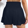 thumbnail image 6 of Lenpel Women's Flowy Shorts Casual Elastic High Waisted Tie Front Ruffle Wide Leg Shorts Summer Beach Vacation Outfits, 6 of 6