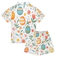 thumbnail image 2 of FORMRS Kids Short Sleeve Top and Pants Pajama Set Unisex Satin 2-Piece Sleepwear, Sizes 9-10Y, Floral Easter Eggs, 2 of 8