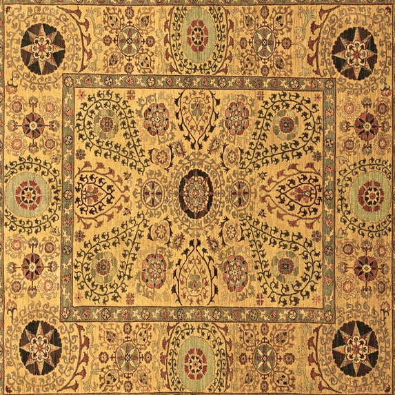 Ahgly Company Indoor Square Abstract Brown Modern Area Rugs, 3' Square