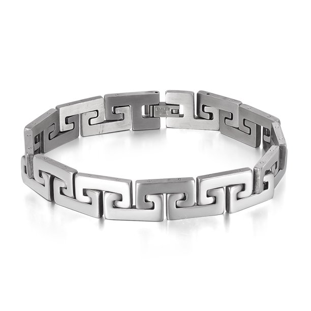 Pulsera de acero inoxidable para hombre con diseño de eslabones geométricos