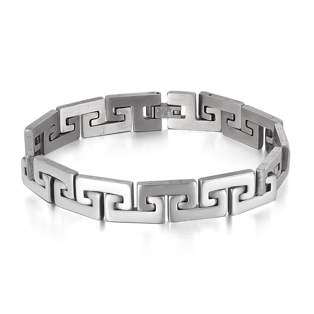 Pulsera de acero inoxidable para hombre con diseño de eslabones geométricos