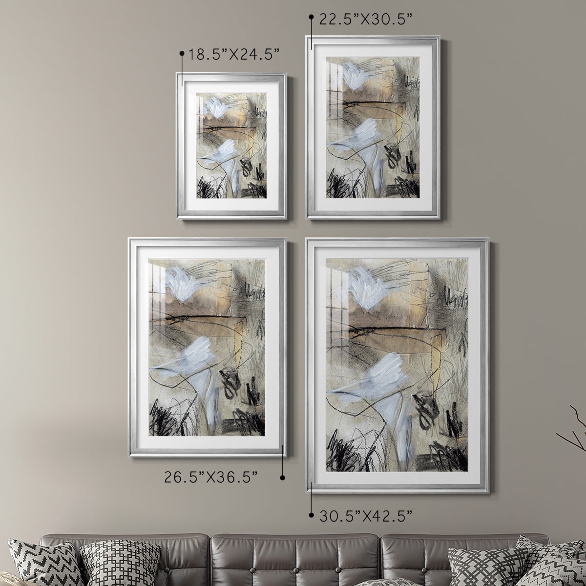 Wexford Home Masked Notes I Premium Framed Print, 18.5" x 24.5" - Ready to Hang, Silver (Set of 2)