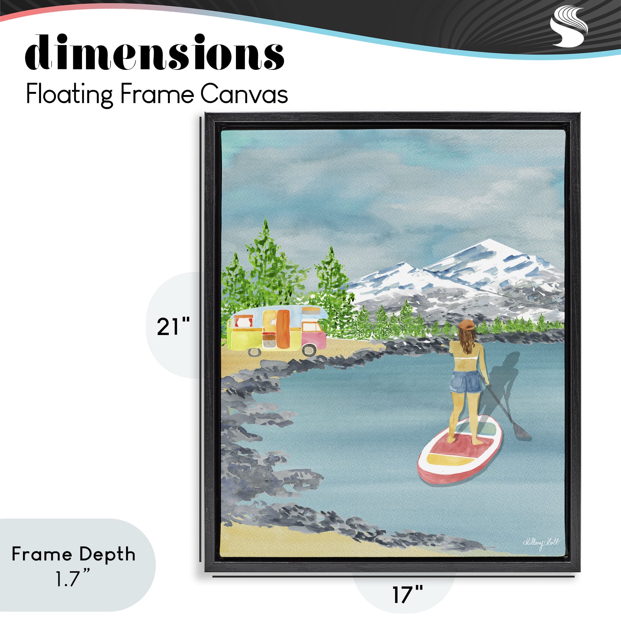 Stupell Industries Lake Tahoe Paddle Boarding Black Framed Floater Canvas Wall Art, design by Hillary Holt