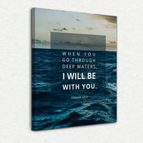 Christian Canvas Wall Art,Isaiah 43:2, Christian Wall Decor,Bible Verses Wall Decor,Christian Posters,Scripture Wall Decor,Christian Decor,Ocean Wall Art,Framed 11x14 Inch