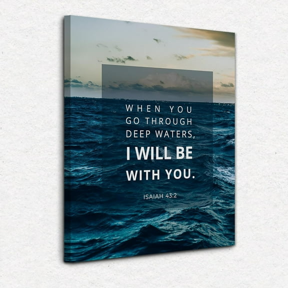 Christian Canvas Wall Art,Isaiah 43:2, Christian Wall Decor,Bible Verses Wall Decor,Christian Posters,Scripture Wall Decor,Christian Decor,Ocean Wall Art,Framed 11x14 Inch