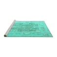 thumbnail image 2 of Ahgly Company Machine Washable Indoor Round Abstract Turquoise Blue Modern Area Rugs, 5' Round, 2 of 4