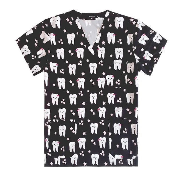 Camiseta de manga corta con estampado elástico, temática navideña, verano, para médicos, enfermeras, spa, salón de belleza, tienda de mascotas, ropa de lavado