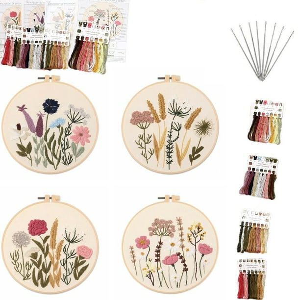 1set Full Range Embroidery Starter Kit 35cm Diy Stamped Floral Silk Ribbon  Embroidery Beginner Kit Cross Stitch 3d Embroidery Kit For Art Craft Sewing