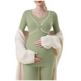 thumbnail image 3 of QIUOMBBP Pregnant Women's Solid Color Round Neck Long Sleeved Top To Be Worn As A Base During Pregnancy Green L, 3 of 7
