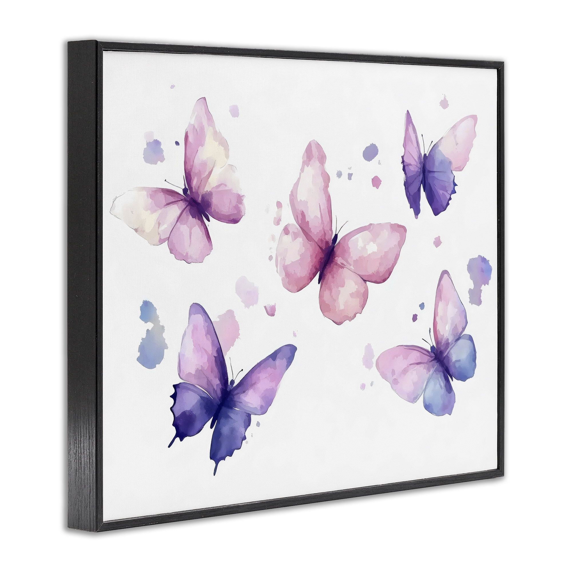 Stupell Industries Blue and Pink Butterflies Black Framed Giclee Art, design by Creative Studio