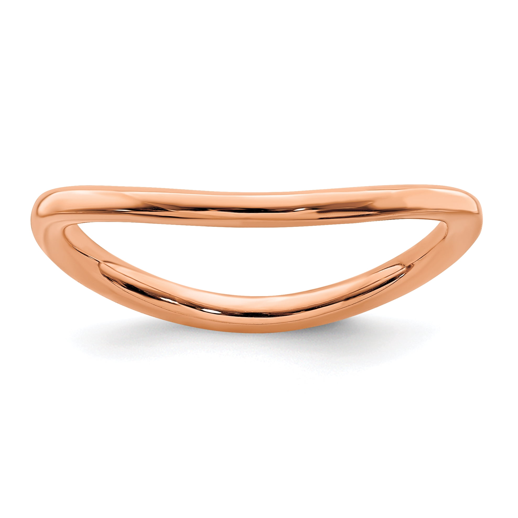 Sterling Silver Polished Pink-Plate Wave Ring