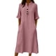 thumbnail image 3 of TaTaai Ladies V-Neck Ruffle Half Sleeve Solid Color Long Dress Button Down Design with Pockets Fashion Casual Comfortable Dress for Women Gift, 3 of 6