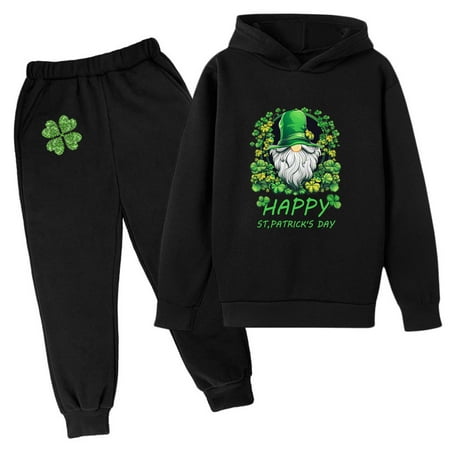 

XJDJHC Baby Boy Fall Clothes Toddler Girl Kids Hoodie Sweatshirt And Sweatpants Irish Festival Pullover Hoodie Set Tracksuit 2 Piece Outfits Fashion Streetwear 3-4 Years